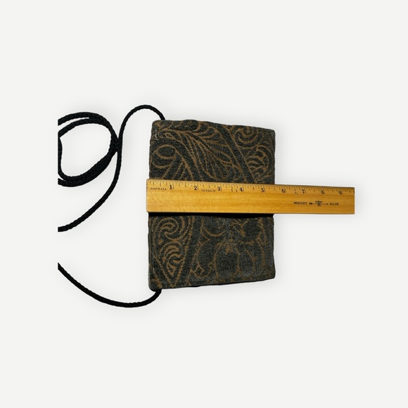 Mini Crossbody Purse Handbag Beautiful Trimmed Buttons Handmade Browns Greens - Picture 8 of 9